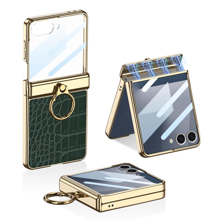 GKK Integrated Electroplated Crocodile Texture Leather Phone Case with Ring