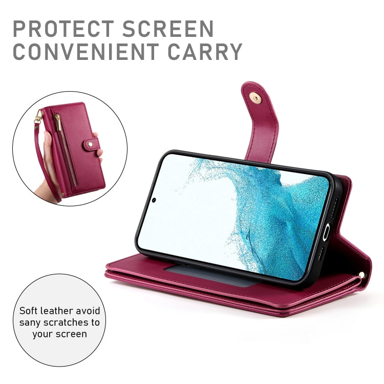 Nine Card-slot Zipper Wallet Bag Leather Phone Case
