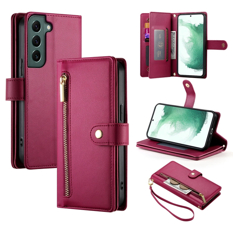 Nine Card-slot Zipper Wallet Bag Leather Phone Case