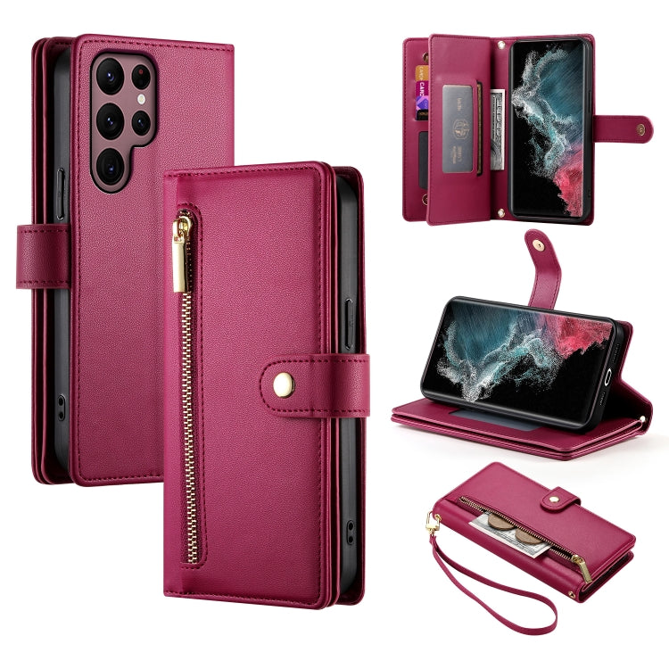 Nine Card-slot Zipper Wallet Bag Leather Phone Case