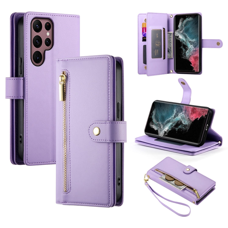 Nine Card-slot Zipper Wallet Bag Leather Phone Case