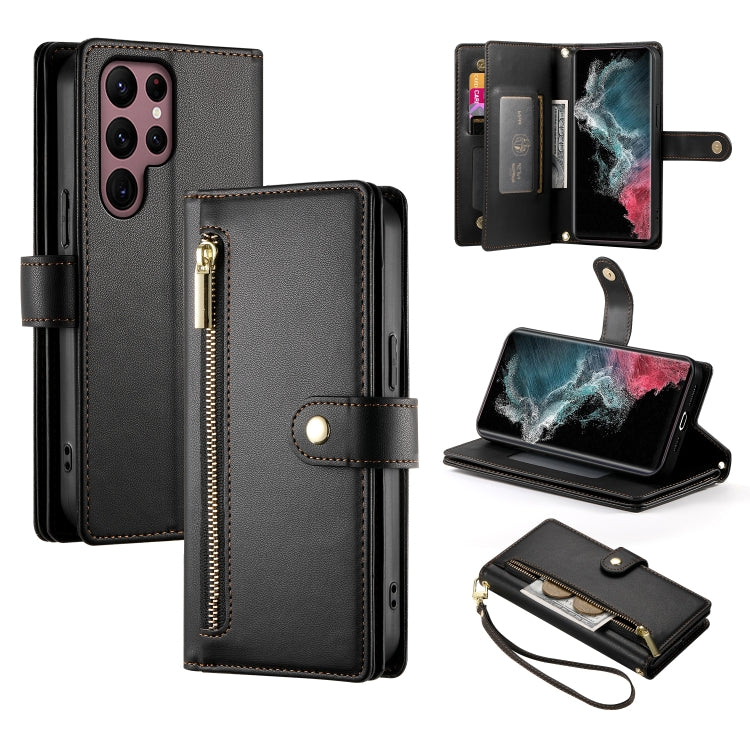 Nine Card-slot Zipper Wallet Bag Leather Phone Case