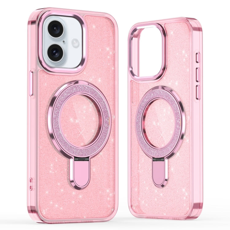 Glitter Ring Holder MagSafe Phone Case, For iPhone 16 Pro Max, For iPhone 16 Pro, For iPhone 16 Plus, For iPhone 16