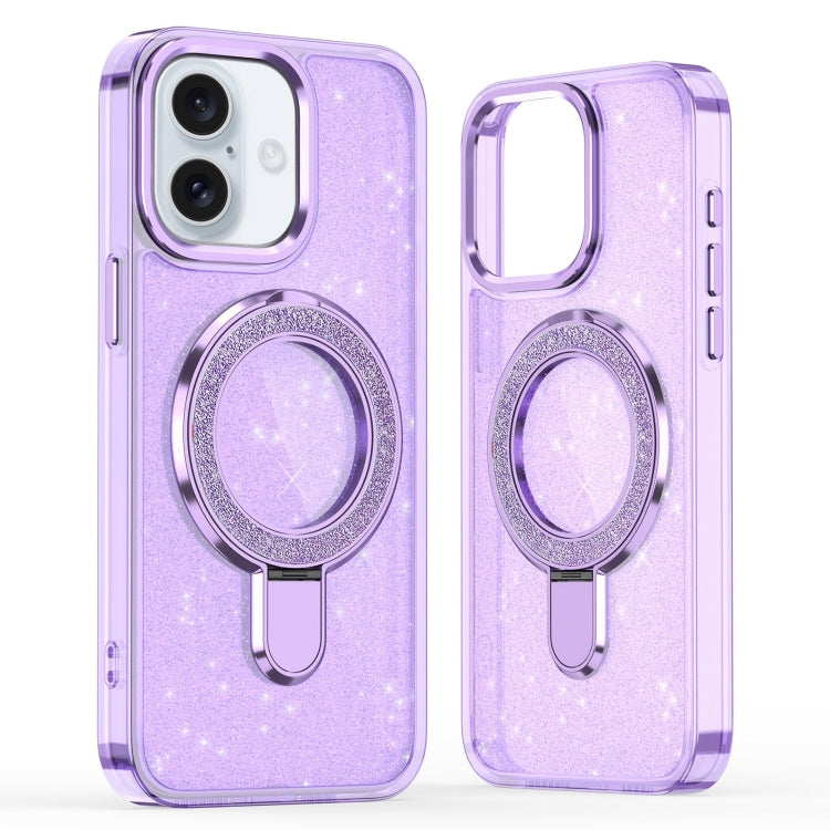 Glitter Ring Holder MagSafe Phone Case, For iPhone 16 Pro Max, For iPhone 16 Pro, For iPhone 16 Plus, For iPhone 16