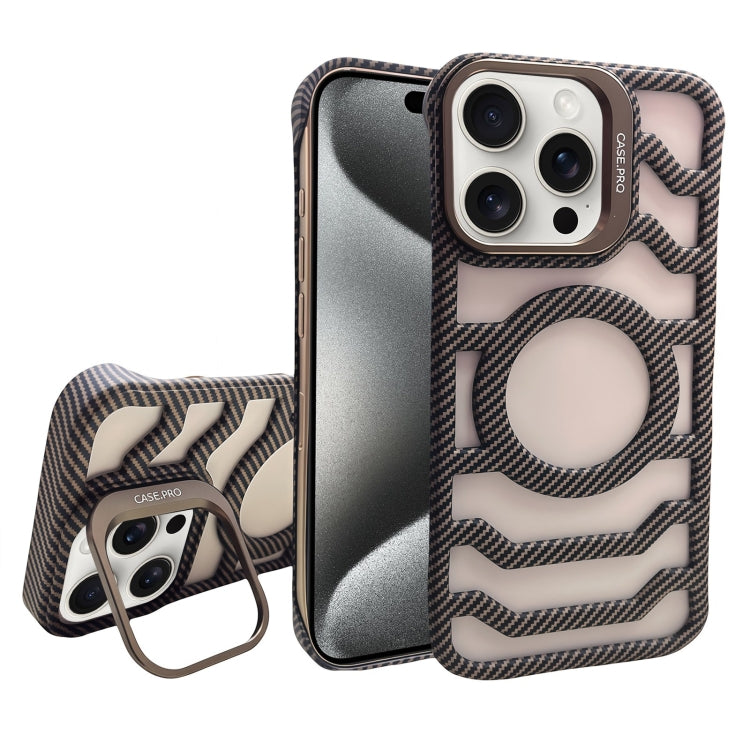 Borderless Carbon Fiber Lens Protection Bracket MagSafe Phone Case, For iPhone 15 Pro Max, For iPhone 15 Pro, For iPhone 15, For iPhone 14
