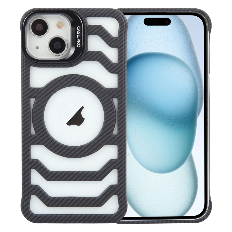 Borderless Carbon Fiber Lens Protection Bracket MagSafe Phone Case, For iPhone 15 Pro Max, For iPhone 15 Pro, For iPhone 15, For iPhone 14