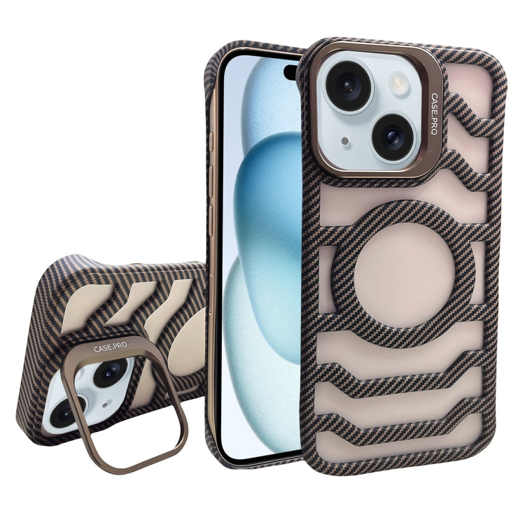 Borderless Carbon Fiber Lens Protection Bracket MagSafe Phone Case, For iPhone 15 Pro Max, For iPhone 15 Pro, For iPhone 15, For iPhone 14