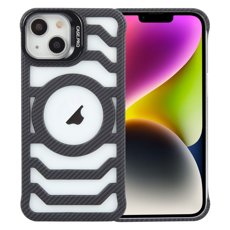 Borderless Carbon Fiber Lens Protection Bracket MagSafe Phone Case, For iPhone 15 Pro Max, For iPhone 15 Pro, For iPhone 15, For iPhone 14