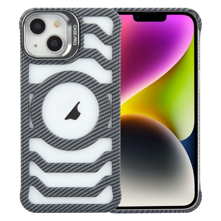 Borderless Carbon Fiber Lens Protection Bracket MagSafe Phone Case, For iPhone 15 Pro Max, For iPhone 15 Pro, For iPhone 15, For iPhone 14