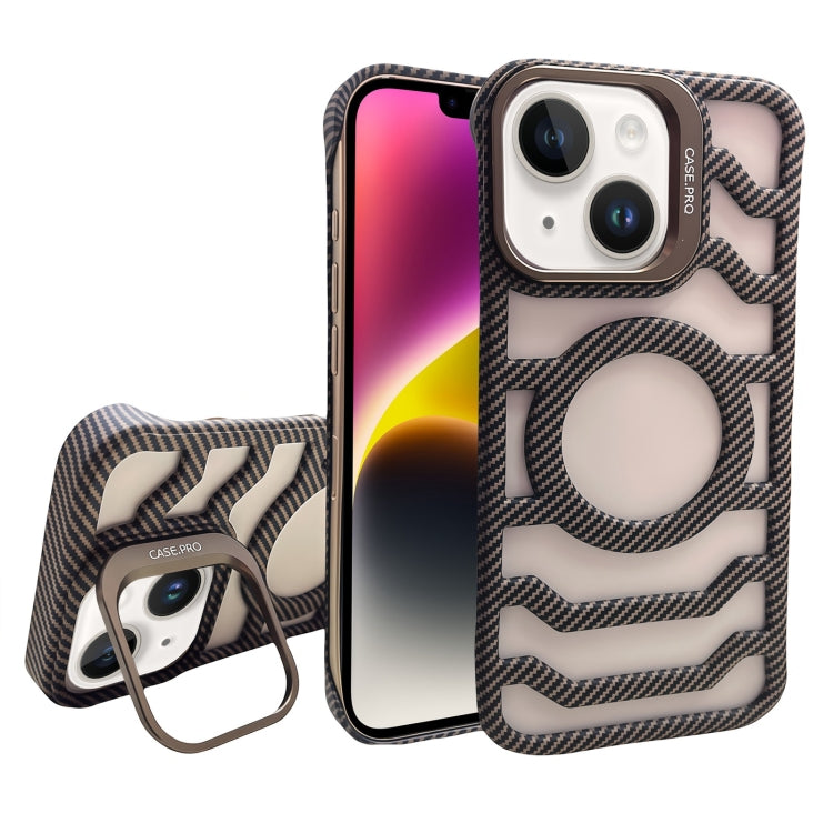 Borderless Carbon Fiber Lens Protection Bracket MagSafe Phone Case, For iPhone 15 Pro Max, For iPhone 15 Pro, For iPhone 15, For iPhone 14