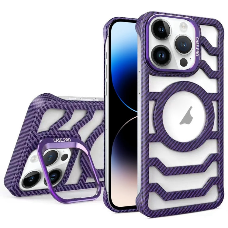 Borderless Carbon Fiber Lens Protection Bracket MagSafe Phone Case, For iPhone 14 Pro, For iPhone 14 Pro Max, For iPhone 13 Pro Max, For iPhone 13 Pro