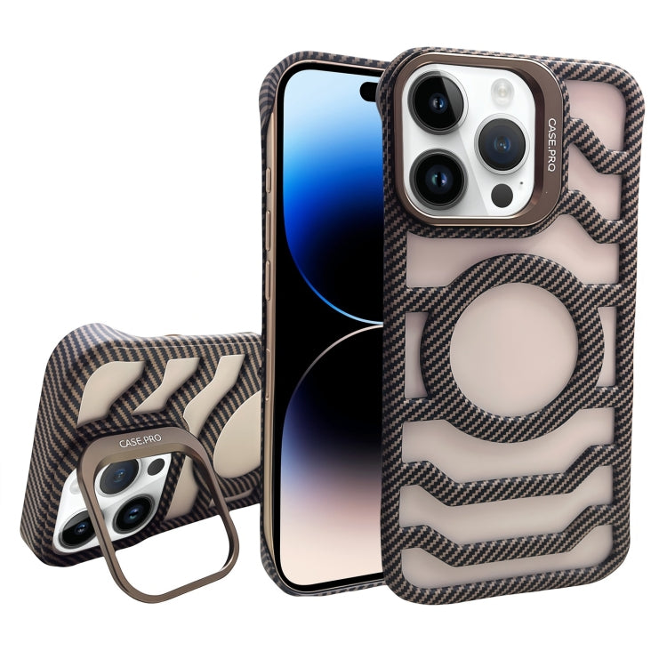 Borderless Carbon Fiber Lens Protection Bracket MagSafe Phone Case, For iPhone 14 Pro, For iPhone 14 Pro Max, For iPhone 13 Pro Max, For iPhone 13 Pro