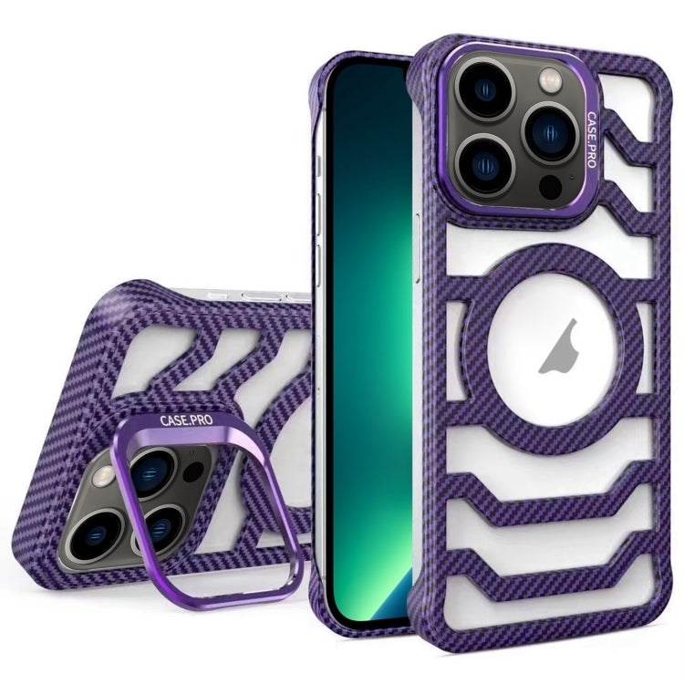 Borderless Carbon Fiber Lens Protection Bracket MagSafe Phone Case, For iPhone 14 Pro, For iPhone 14 Pro Max, For iPhone 13 Pro Max, For iPhone 13 Pro