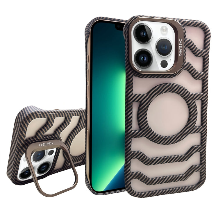 Borderless Carbon Fiber Lens Protection Bracket MagSafe Phone Case, For iPhone 14 Pro, For iPhone 14 Pro Max, For iPhone 13 Pro Max, For iPhone 13 Pro