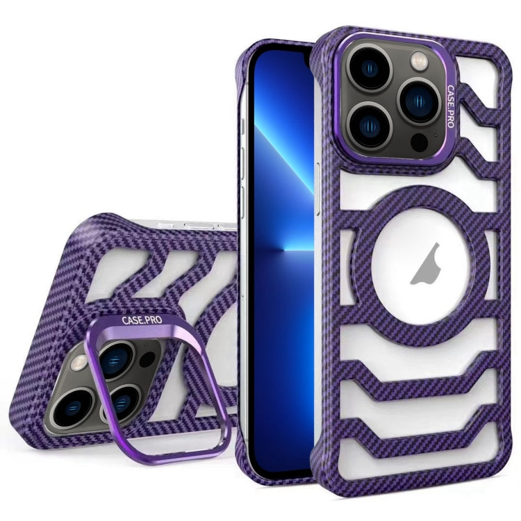 Borderless Carbon Fiber Lens Protection Bracket MagSafe Phone Case, For iPhone 14 Pro, For iPhone 14 Pro Max, For iPhone 13 Pro Max, For iPhone 13 Pro