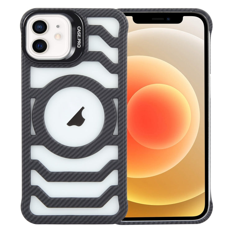 Borderless Carbon Fiber Lens Protection Bracket MagSafe Phone Case, For iPhone 13, For iPhone 12, For iPhone 12 Pro Max, For iPhone 12 Pro