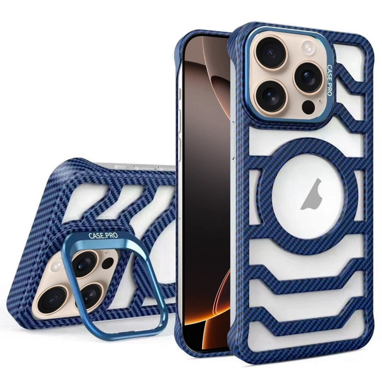 Borderless Carbon Fiber Lens Protection Bracket MagSafe Phone Case, For iPhone 16 Pro Max, For iPhone 16 Pro, For iPhone 16 Plus, For iPhone 16
