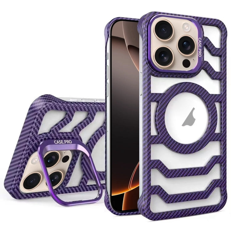 Borderless Carbon Fiber Lens Protection Bracket MagSafe Phone Case, For iPhone 16 Pro Max, For iPhone 16 Pro, For iPhone 16 Plus, For iPhone 16