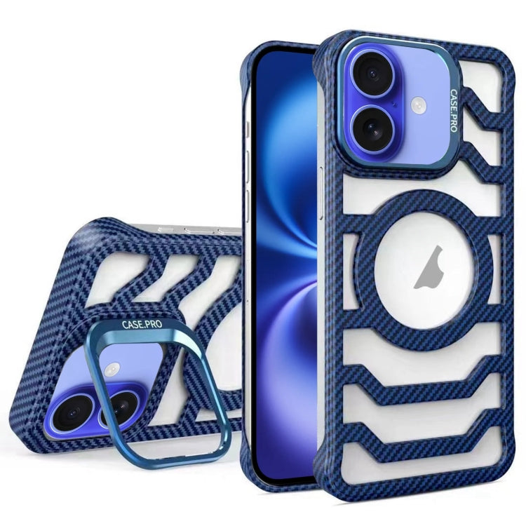 Borderless Carbon Fiber Lens Protection Bracket MagSafe Phone Case, For iPhone 16 Pro Max, For iPhone 16 Pro, For iPhone 16 Plus, For iPhone 16