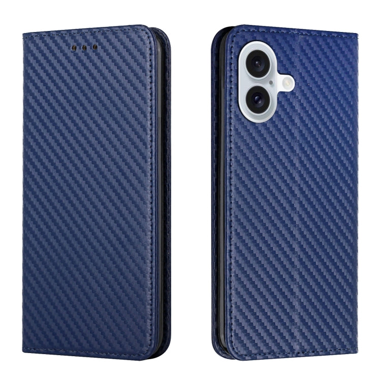 Carbon Fiber Texture Magnetic Flip Leather Phone Case, For iPhone 16e, For iPhone 16 Pro Max, For iPhone 16 Pro, For iPhone 16 Plus