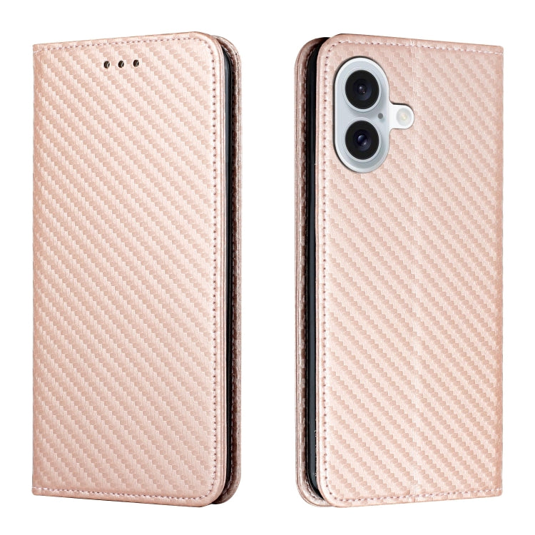 Carbon Fiber Texture Magnetic Flip Leather Phone Case, For iPhone 16e, For iPhone 16 Pro Max, For iPhone 16 Pro, For iPhone 16 Plus