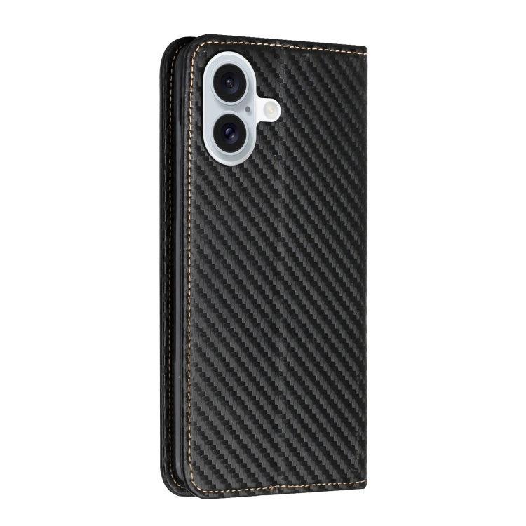 Carbon Fiber Texture Magnetic Flip Leather Phone Case, For iPhone 16