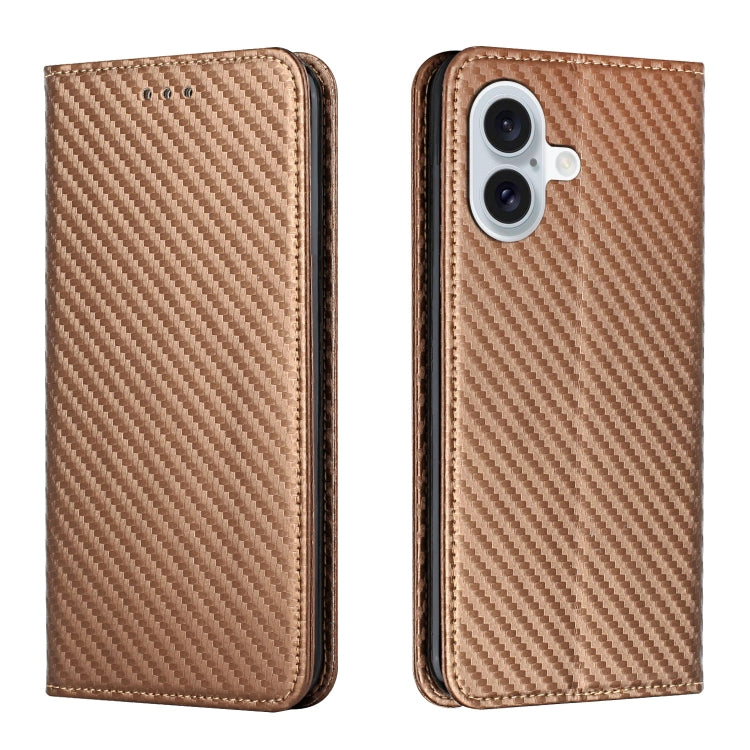 Carbon Fiber Texture Magnetic Flip Leather Phone Case, For iPhone 16