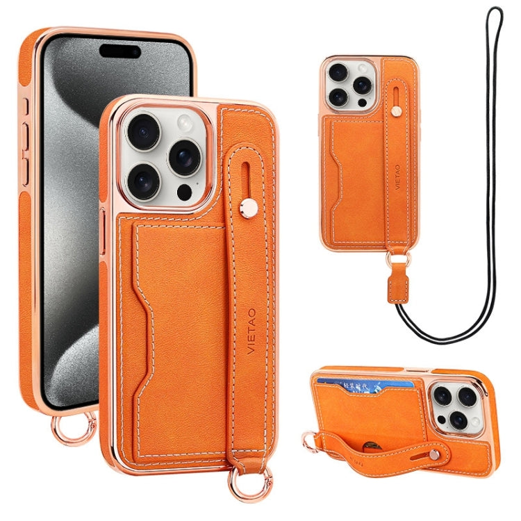 VIETAO Card Slot Wristband Phone Case with Lanyard, For iPhone 15 Pro Max, For iPhone 15 Pro, For iPhone 15 Plus, For iPhone 15