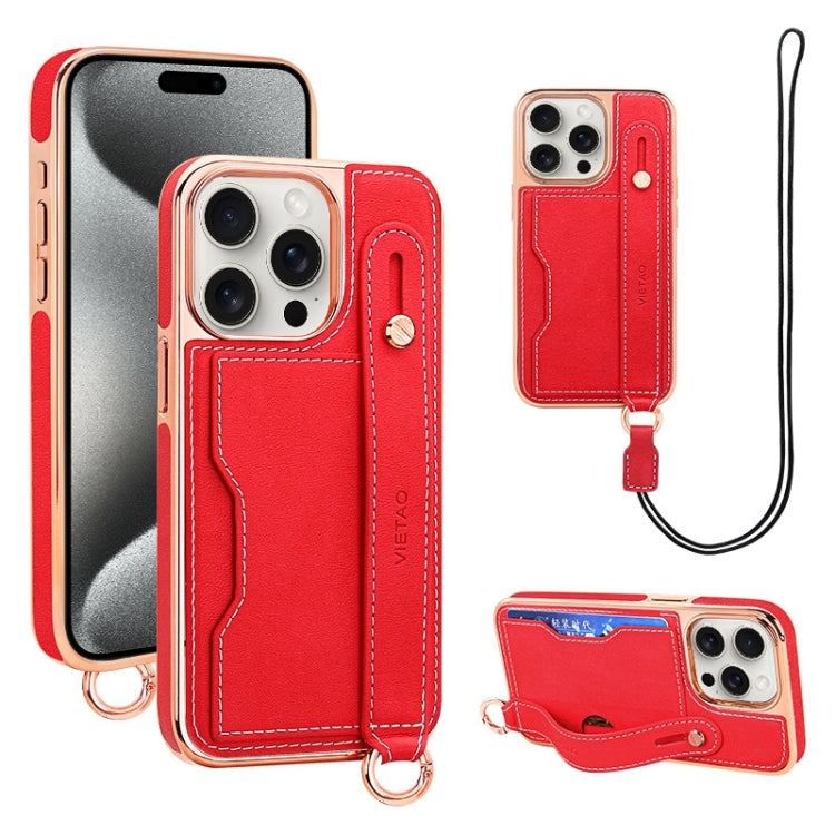 VIETAO Card Slot Wristband Phone Case with Lanyard, For iPhone 15 Pro Max, For iPhone 15 Pro, For iPhone 15 Plus, For iPhone 15