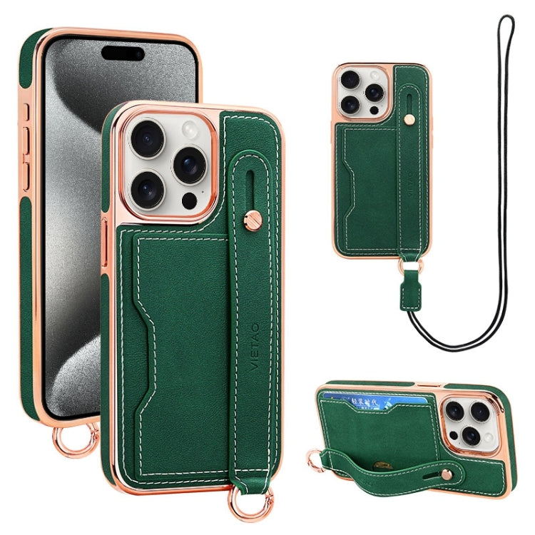 VIETAO Card Slot Wristband Phone Case with Lanyard, For iPhone 15 Pro Max, For iPhone 15 Pro, For iPhone 15 Plus, For iPhone 15