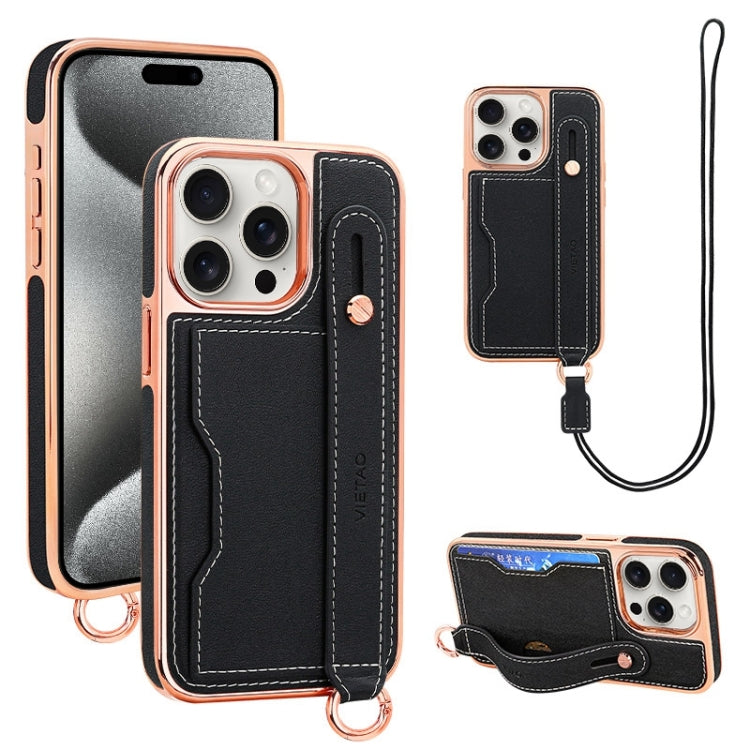 VIETAO Card Slot Wristband Phone Case with Lanyard, For iPhone 15 Pro Max, For iPhone 15 Pro, For iPhone 15 Plus, For iPhone 15