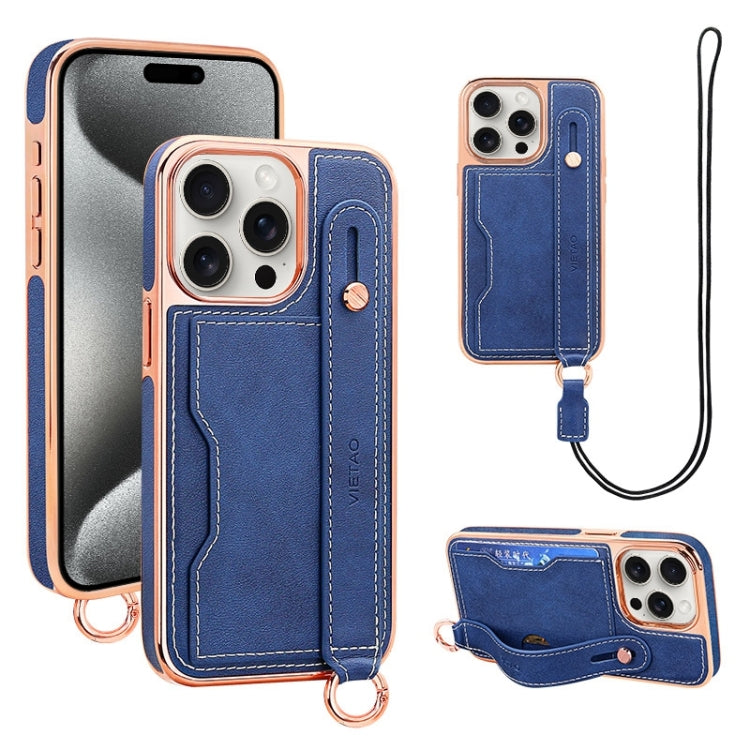 VIETAO Card Slot Wristband Phone Case with Lanyard, For iPhone 15 Pro Max, For iPhone 15 Pro, For iPhone 15 Plus, For iPhone 15
