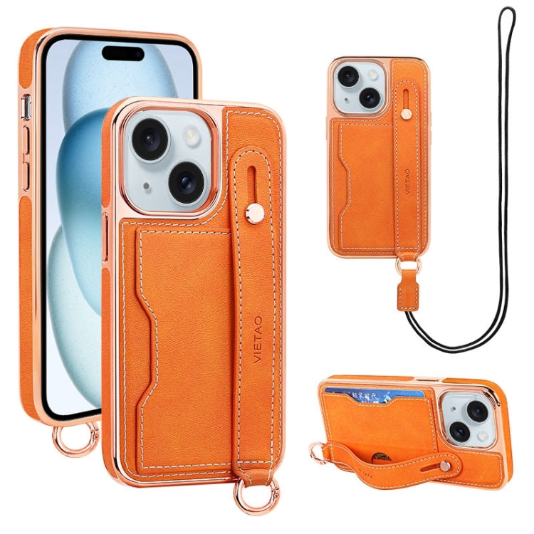 VIETAO Card Slot Wristband Phone Case with Lanyard, For iPhone 15 Pro Max, For iPhone 15 Pro, For iPhone 15 Plus, For iPhone 15