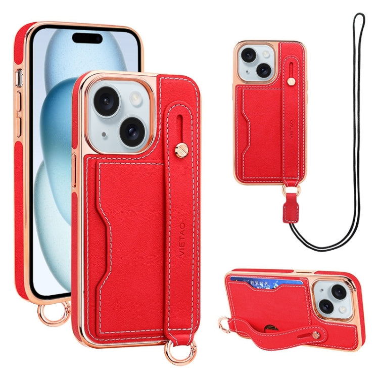 VIETAO Card Slot Wristband Phone Case with Lanyard, For iPhone 15 Pro Max, For iPhone 15 Pro, For iPhone 15 Plus, For iPhone 15