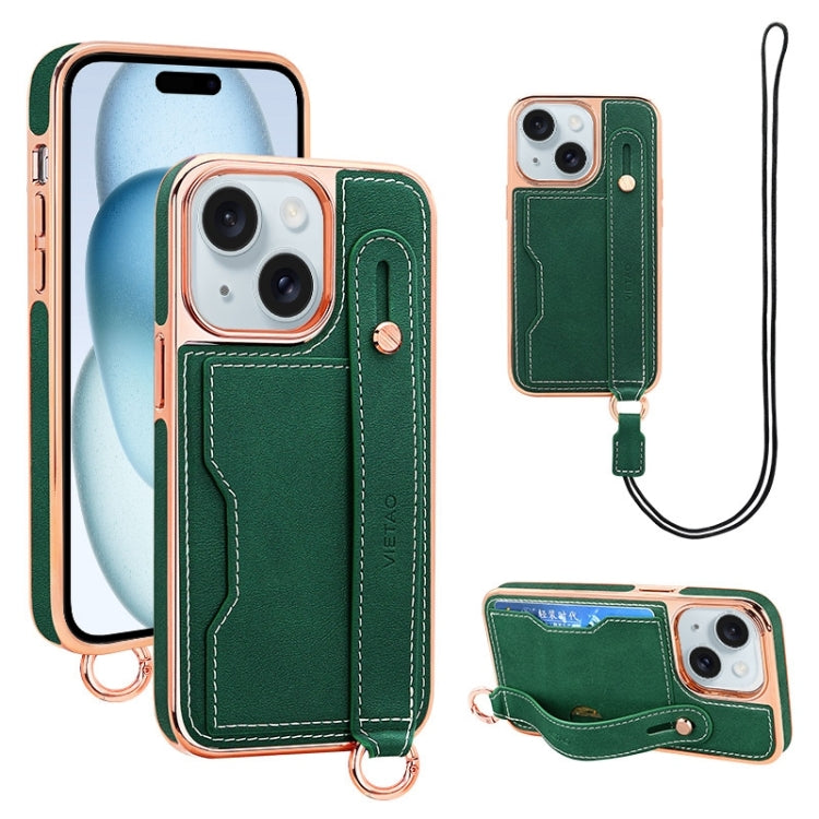 VIETAO Card Slot Wristband Phone Case with Lanyard, For iPhone 15 Pro Max, For iPhone 15 Pro, For iPhone 15 Plus, For iPhone 15