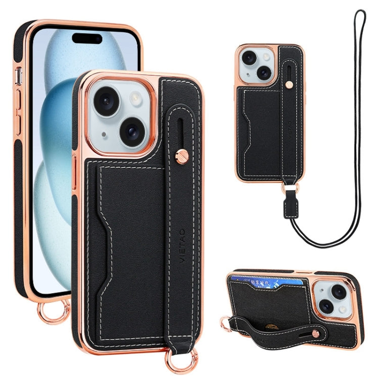 VIETAO Card Slot Wristband Phone Case with Lanyard, For iPhone 15 Pro Max, For iPhone 15 Pro, For iPhone 15 Plus, For iPhone 15