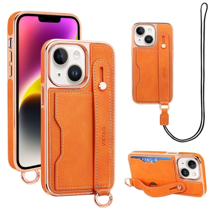 VIETAO Card Slot Wristband Phone Case with Lanyard, For iPhone 14 Plus, For iPhone 14, For iPhone 14 Pro, For iPhone 14 Pro Max