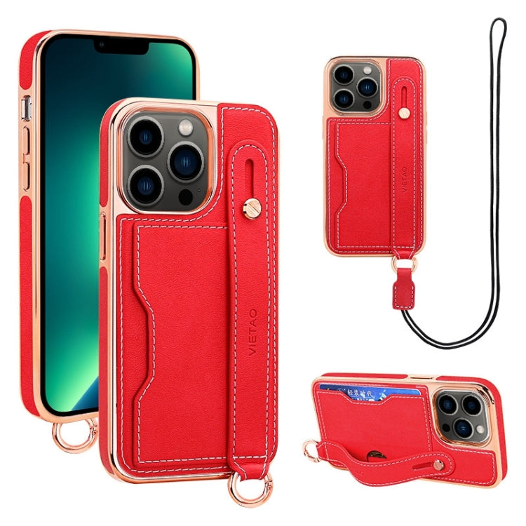 VIETAO Card Slot Wristband Phone Case with Lanyard, For iPhone 13 Pro Max, For iPhone 13 Pro, For iPhone 13, For iPhone 12 / 12 Pro