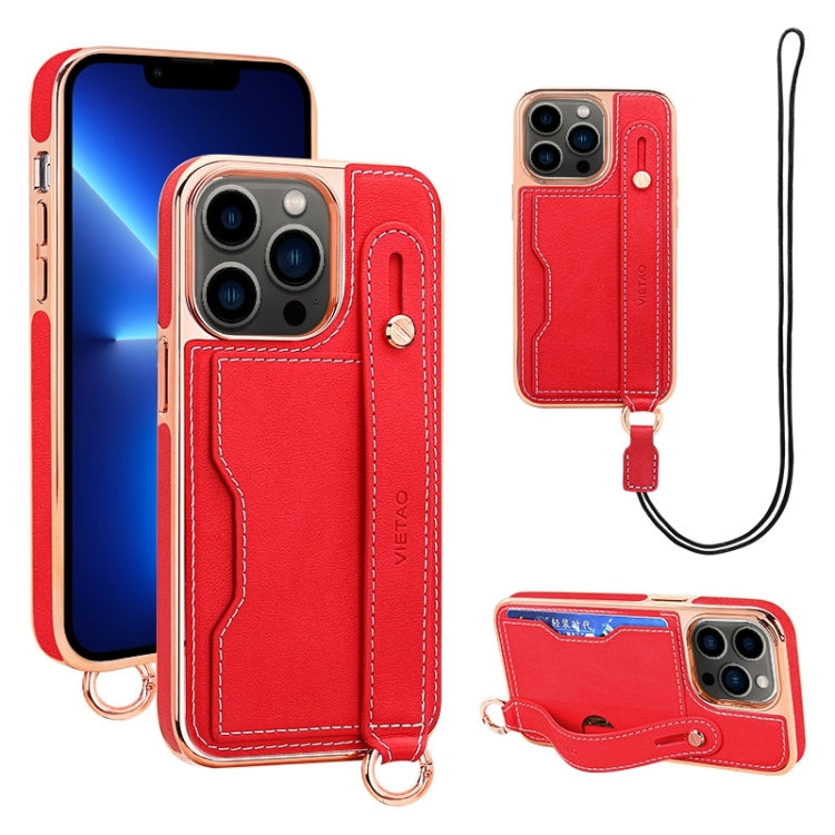 VIETAO Card Slot Wristband Phone Case with Lanyard, For iPhone 13 Pro Max, For iPhone 13 Pro, For iPhone 13, For iPhone 12 / 12 Pro
