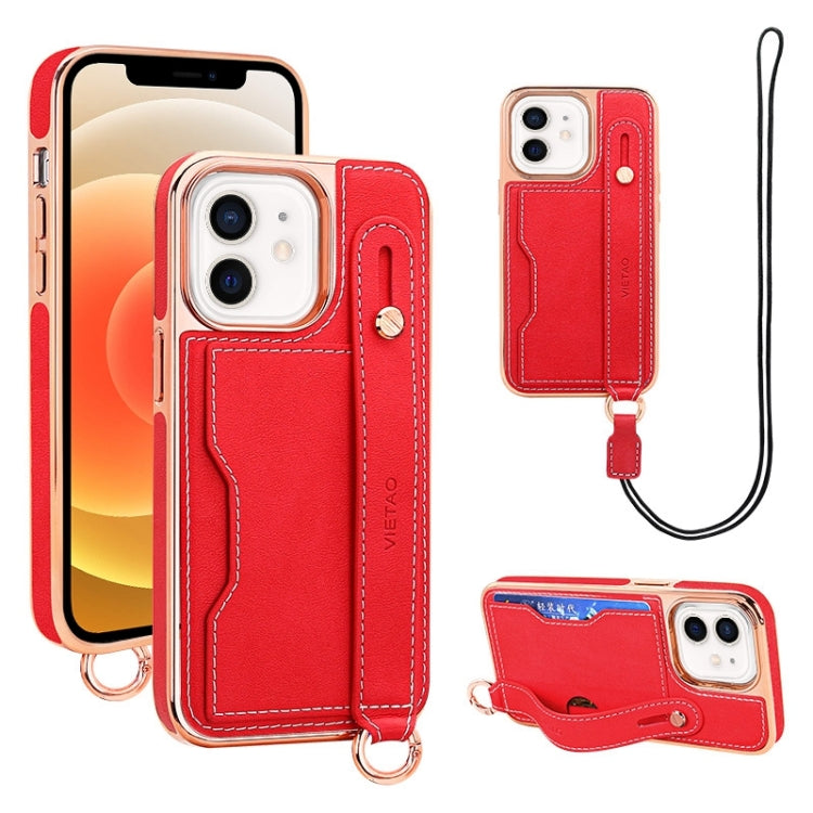 VIETAO Card Slot Wristband Phone Case with Lanyard, For iPhone 13 Pro Max, For iPhone 13 Pro, For iPhone 13, For iPhone 12 / 12 Pro