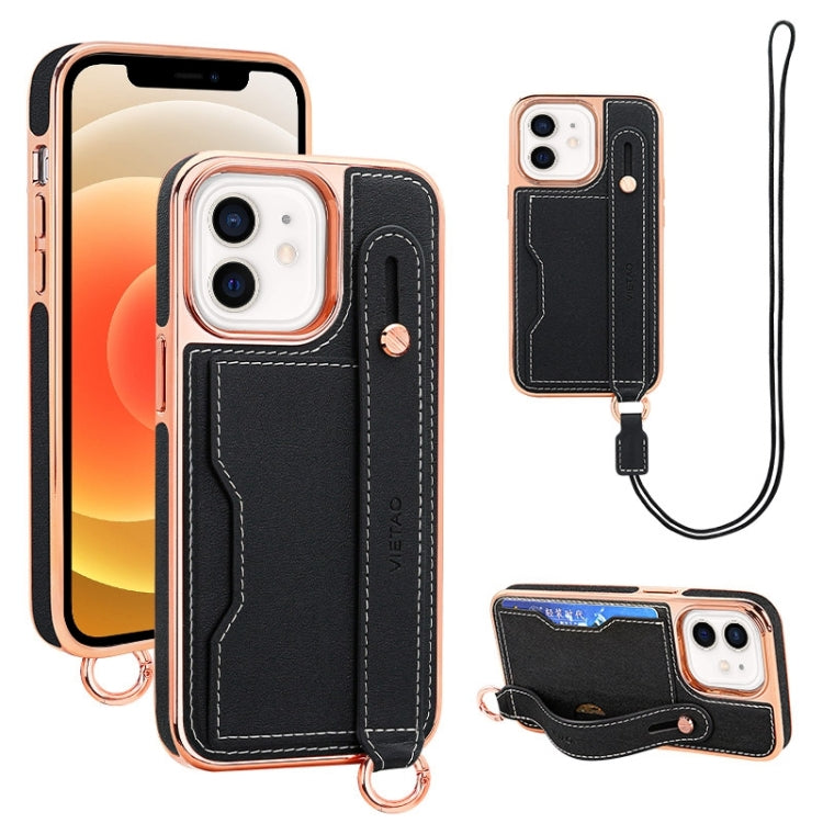 VIETAO Card Slot Wristband Phone Case with Lanyard, For iPhone 13 Pro Max, For iPhone 13 Pro, For iPhone 13, For iPhone 12 / 12 Pro