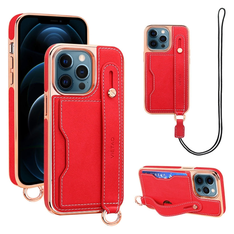 VIETAO Card Slot Wristband Phone Case with Lanyard, For iPhone 12 Pro Max