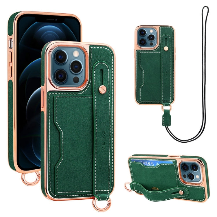 VIETAO Card Slot Wristband Phone Case with Lanyard, For iPhone 12 Pro Max