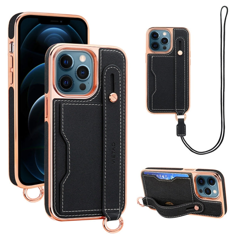VIETAO Card Slot Wristband Phone Case with Lanyard, For iPhone 12 Pro Max