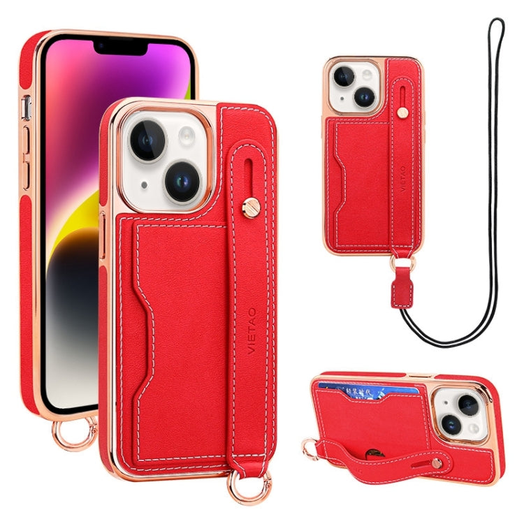 VIETAO Card Slot Wristband Phone Case with Lanyard, For iPhone 14 Plus, For iPhone 14, For iPhone 14 Pro, For iPhone 14 Pro Max