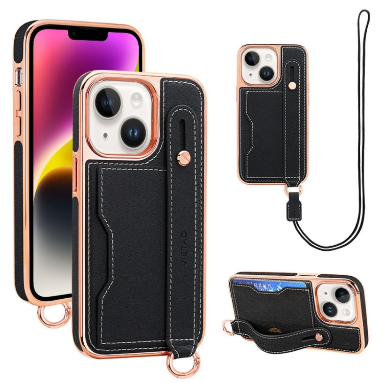 VIETAO Card Slot Wristband Phone Case with Lanyard, For iPhone 14 Plus, For iPhone 14, For iPhone 14 Pro, For iPhone 14 Pro Max