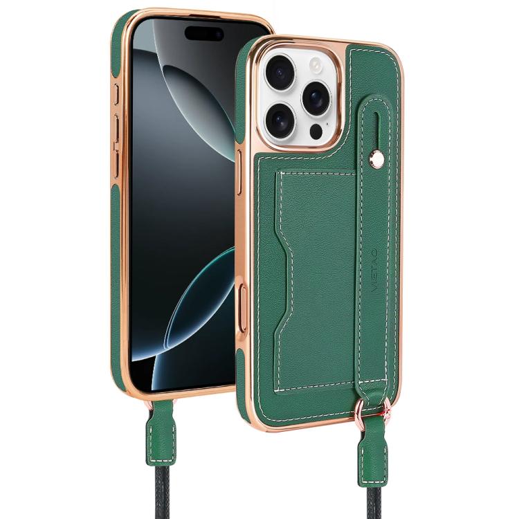 VIETAO Card Slot Wristband Phone Case with Lanyard, For iPhone 16 Pro Max, For iPhone 16 Pro, For iPhone 16 Plus, For iPhone 16
