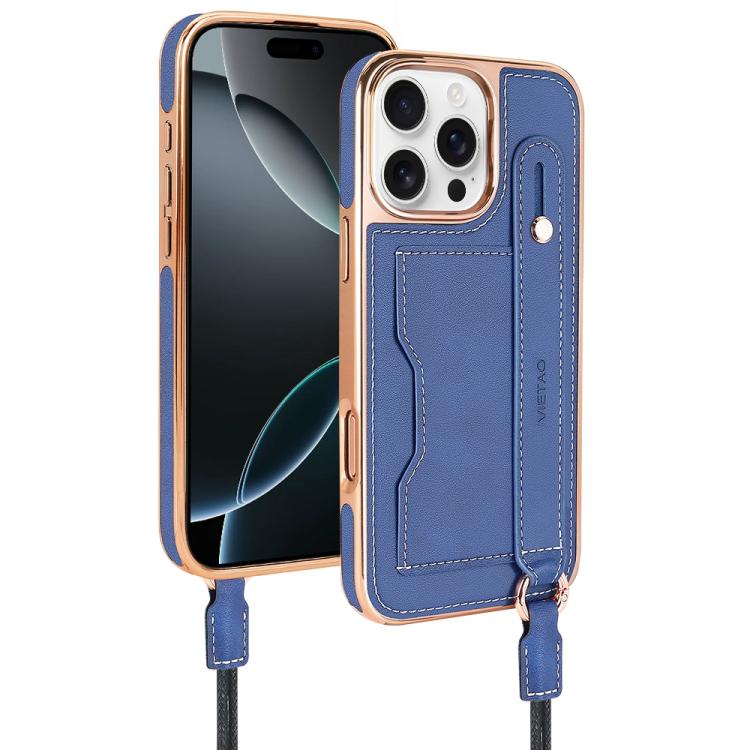 VIETAO Card Slot Wristband Phone Case with Lanyard, For iPhone 16 Pro Max, For iPhone 16 Pro, For iPhone 16 Plus, For iPhone 16