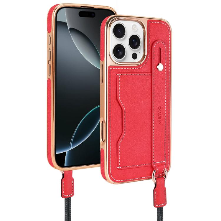 VIETAO Card Slot Wristband Phone Case with Lanyard, For iPhone 16 Pro Max, For iPhone 16 Pro, For iPhone 16 Plus, For iPhone 16