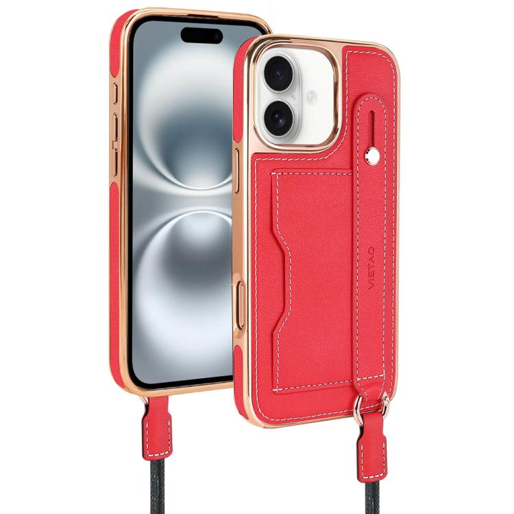 VIETAO Card Slot Wristband Phone Case with Lanyard, For iPhone 16 Pro Max, For iPhone 16 Pro, For iPhone 16 Plus, For iPhone 16